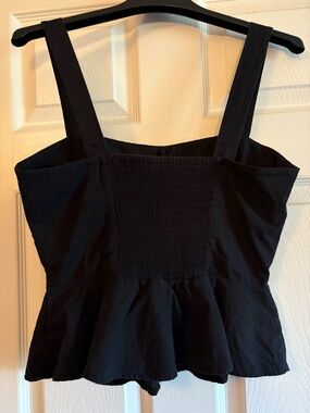 Urban Outfitters Black Smocked Tank with Button Detail